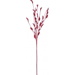 Red Glittered Long Leaf Spray Home Accent