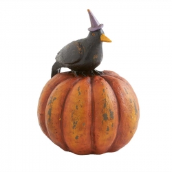 Crow Sitting on Pumkin Halloween Home Decoration