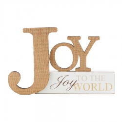 Joy Burlap Wood Cutout