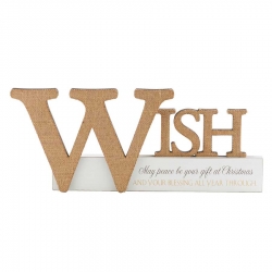 Wish Burlap and Wood Cutout Tabletop