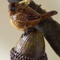 2.5 Inch Bird On Acorn Ornament 