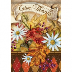 Give Thanks Thanksgiving Banner Garden Dura Soft® Flag