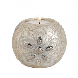 Round Silver Jeweled Votive 