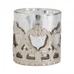 Silver Mirrored Candle Holder 