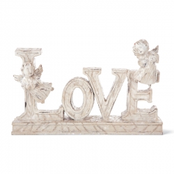 8.5 Inch White Glitter Love Angel Word Cutout