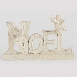 9 Inch White Glitter Noel Angel Word Cutout