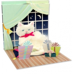 White Persian Kitty Pop-Up Treasures Greeting Cards