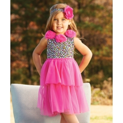 Hot Pink Leopard Rosette Dress - Infant & Toddler