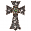 Turquoise Black Gold Medallion Wall Cross