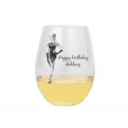 Happy Birthday Dahling Stemless Wine Glass 