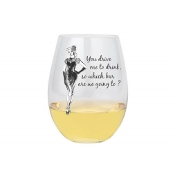 Drive Me to Drink Stemless Wine Glass 