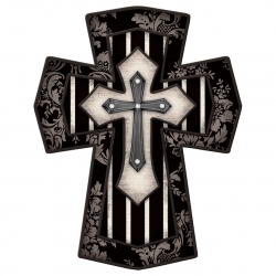Decorative Wall Cross Black and White Stripes
