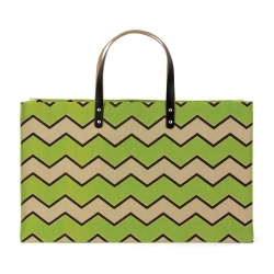 Green Chevron Jute Tote Bag