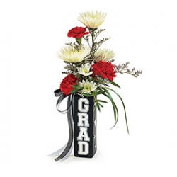 Congrats Graduation Vase - Black and White